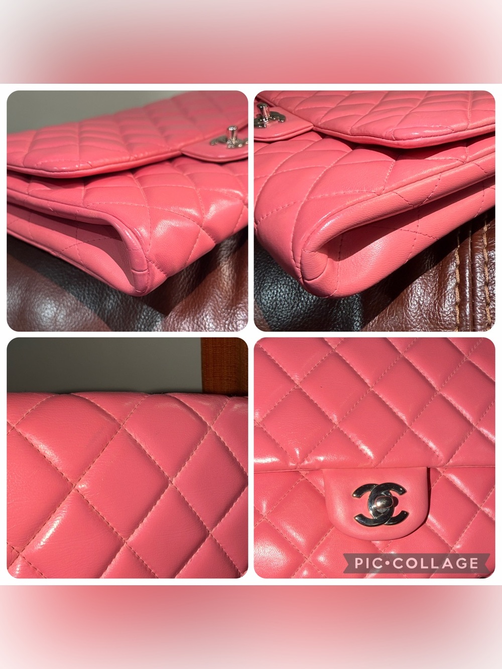 Authentic Chanel Pink Lambskin Leather Quilted Classic Flap Clutch Shoulder Bag - Picture 12 of 16